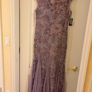 Alex Evenings Mauve Lace Maxi Dress